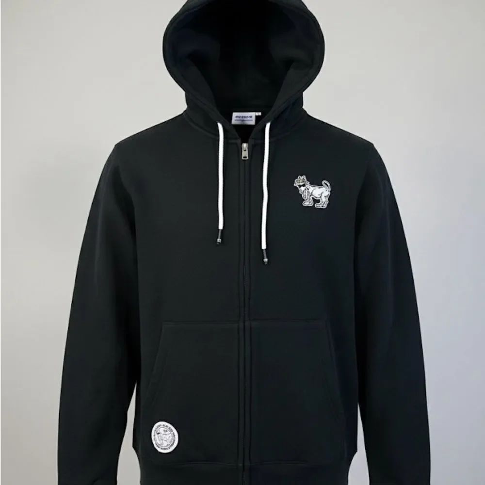GOAT USA Men’s Black Zip-Up Hoodie with Logo Size Small